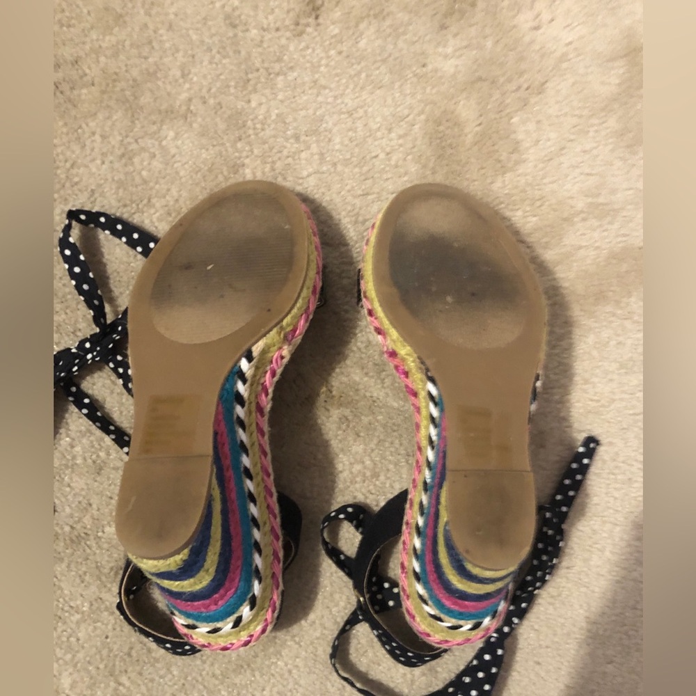 Betsey Johnson Pima Espadrille Polka Dot Rainbow wedge sandals size 8 - Picture 7 of 10